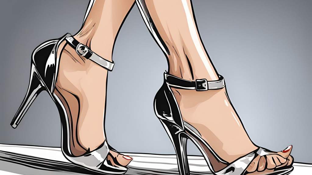 a woman's feet in sexy black high heels up close cartoon fetish picture